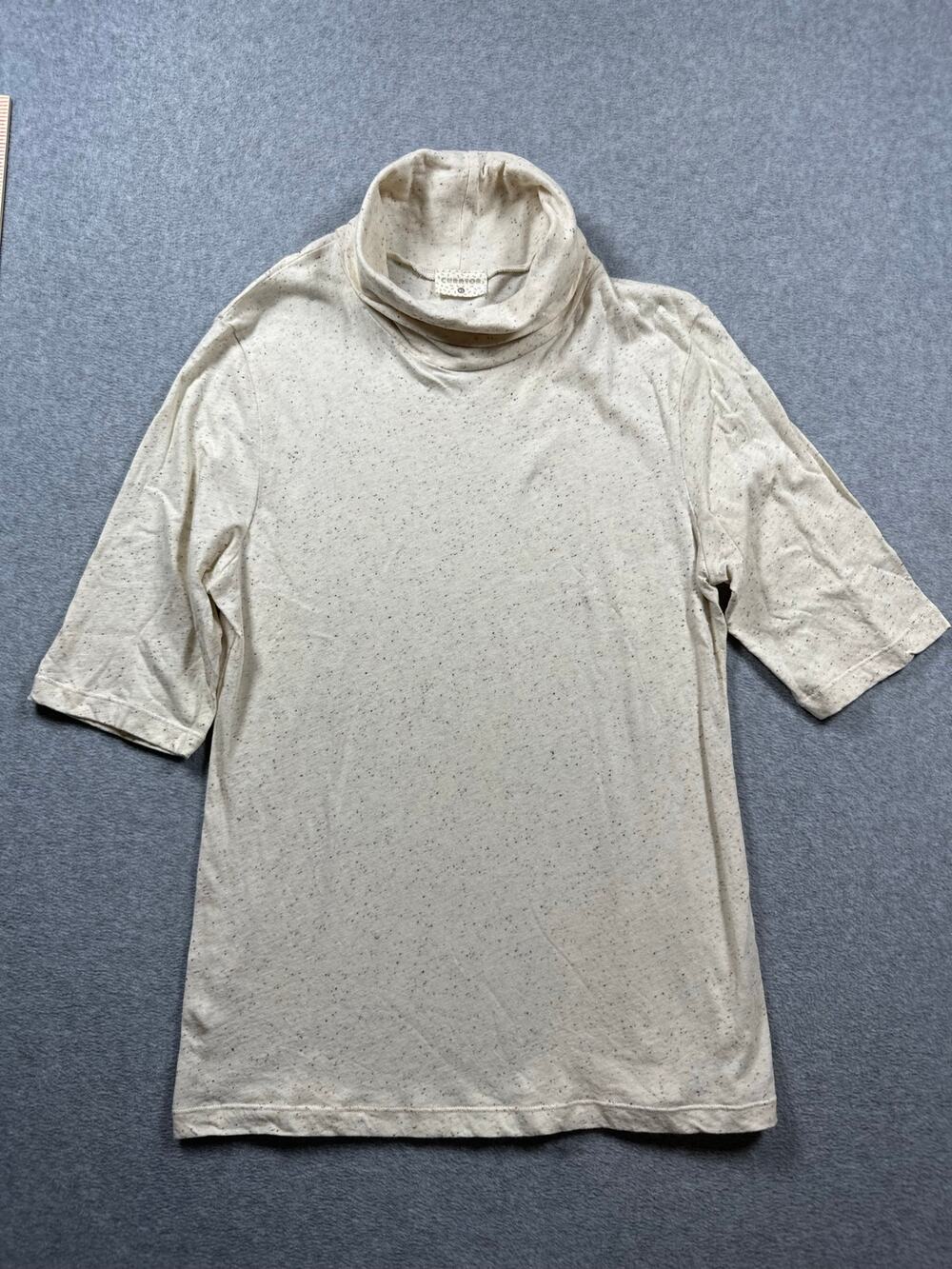 Curator Patti Tunic Sweater Women's Size XL Beige Knitted Mock Neck Half Sleeves